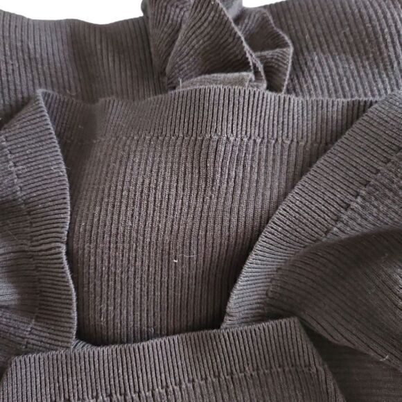 Talbots Cotton Blend Turtle Neck Pullover Ruffled Collar Sweater Black Classy L - Picture 10 of 13